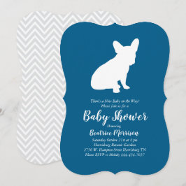 Fransk Bulldog Baby Shower Frenchy Frenchie Blue Inbjudningar