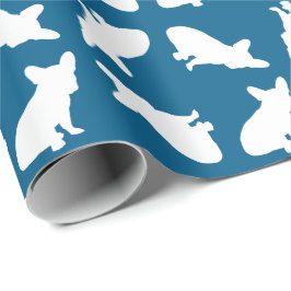 Fransk Bulldog Baby Shower Frenchy Frenchie Blue Presentpapper