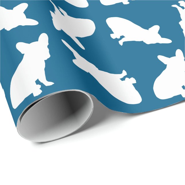 Fransk Bulldog Baby Shower Frenchy Frenchie Blue Presentpapper (Rullad Hörn)