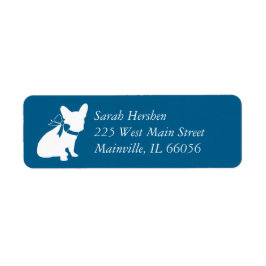 Fransk Bulldog Baby Shower Frenchy Frenchie Blue Returadress Etikett