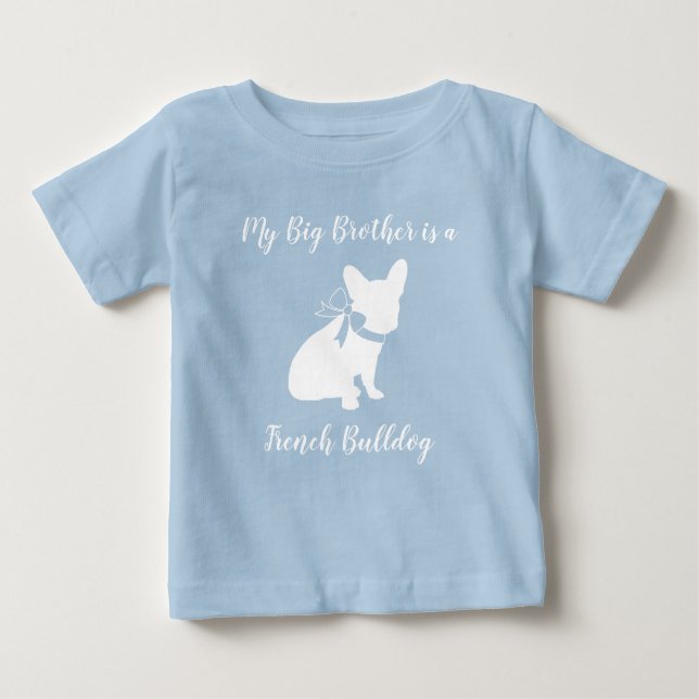 Fransk Bulldog Baby Shower Frenchy Frenchie Blue T Shirt (Framsida)