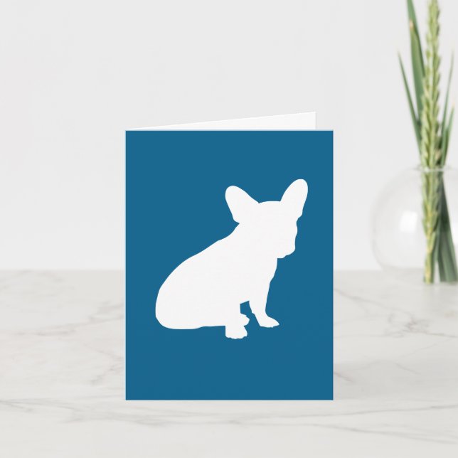 Fransk Bulldog Baby Shower Frenchy Frenchie Blue Tack Kort (Framsida)