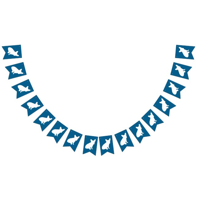 Fransk Bulldog Baby Shower Frenchy Frenchie Blue Vimplar (Alla)