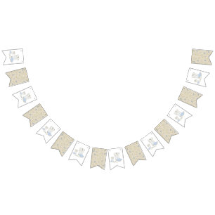 Fransk Bulldog Baby Shower Frenchy Frenchie Blue Vimplar