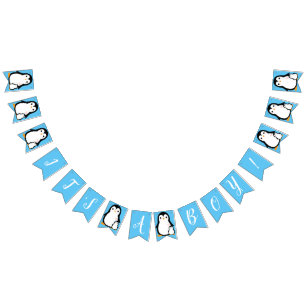 Fransk Bulldog Baby Shower Frenchy Frenchie Blue Vimplar