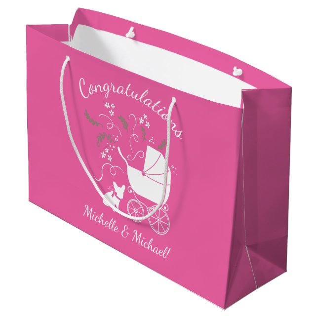 Fransk Bulldog Baby Shower Frenchy Frenchie Rosa (Baksidan Vinklad)
