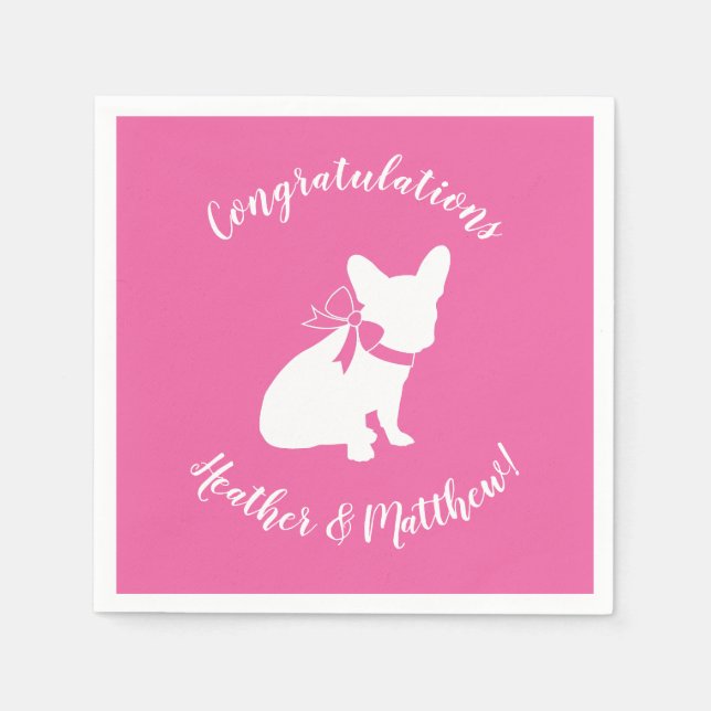 Fransk Bulldog Baby Shower Frenchy Frenchie Rosa Pappersservett (Framsidan)