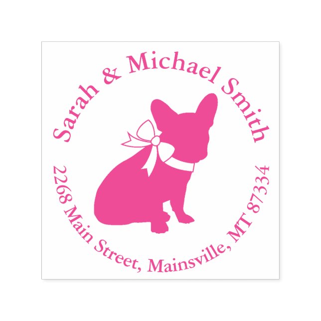 Fransk Bulldog Baby Shower Frenchy Frenchie Rosa Självfärgande Stämpel (Design)