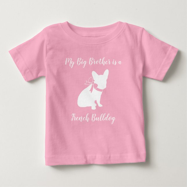 Fransk Bulldog Baby Shower Frenchy Frenchie Rosa T Shirt (Framsida)