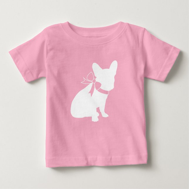 Fransk Bulldog Baby Shower Frenchy Frenchie Rosa T Shirt (Framsida)