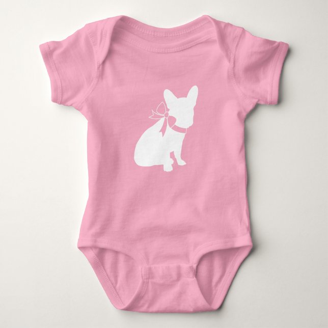 Fransk Bulldog Baby Shower Frenchy Frenchie Rosa T Shirt (Framsida)
