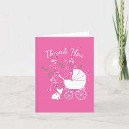 Fransk Bulldog Baby Shower Frenchy Frenchie Rosa Tack Kort