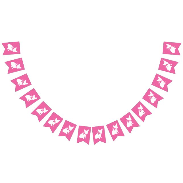 Fransk Bulldog Baby Shower Frenchy Frenchie Rosa Vimplar (Alla)