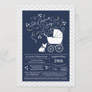 Fransk Bulldog Baby Shower Inbjudan