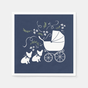 Fransk Bulldog Baby Shower Napkins Design 2 hundar Pappersservett