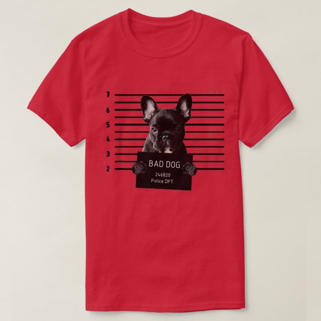 Fransk Bulldog Bad Hund-fånge T Shirt (Design framsida)