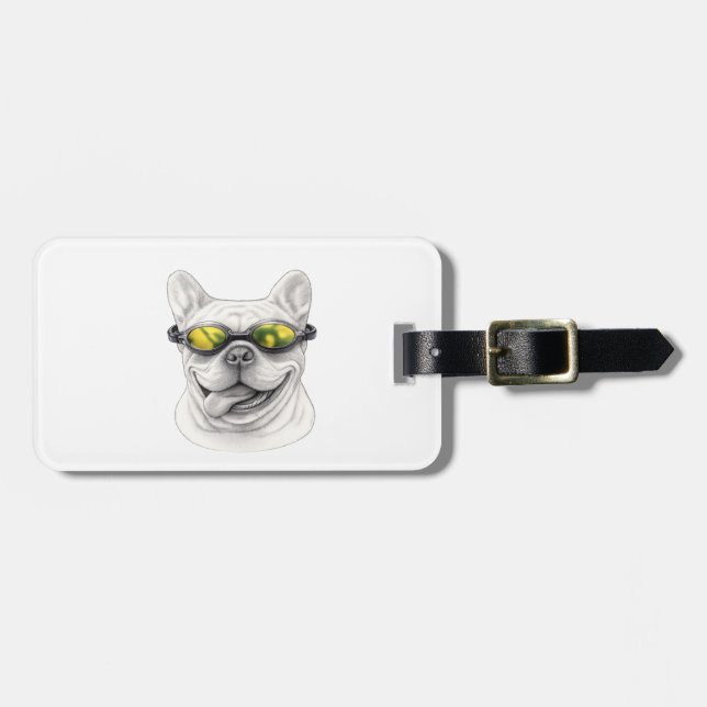 Fransk Bulldog Bagageetikett Bagagebricka (Horisontell Framsida)