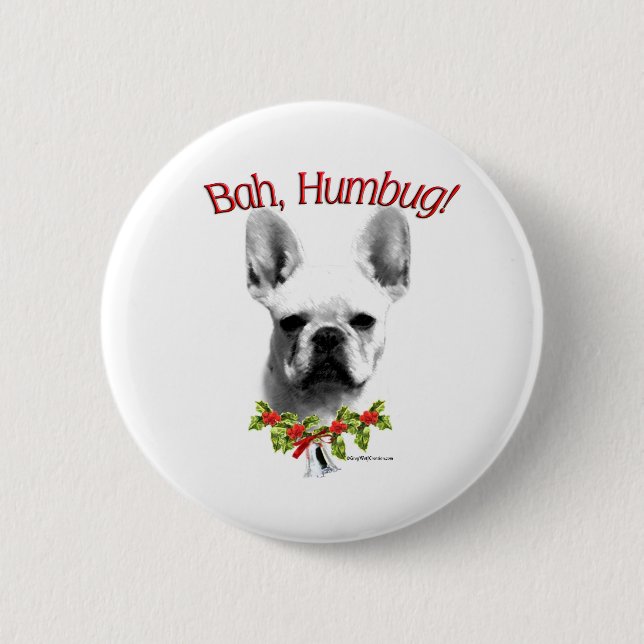 Fransk Bulldog Bah Humbug - Button Knapp (Framsida)