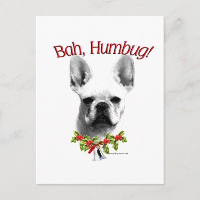 Fransk Bulldog Bah Humbug Vykort (Framsida)