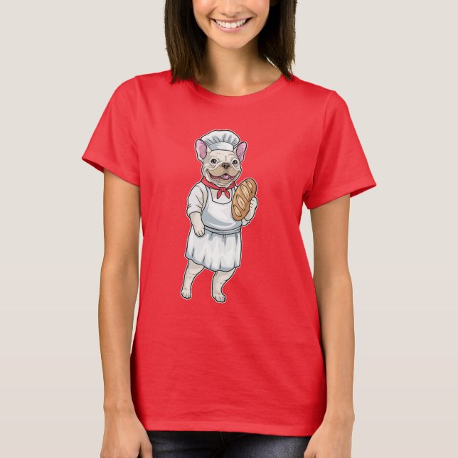 Fransk Bulldog Baker Bröd T Shirt (Framsida)