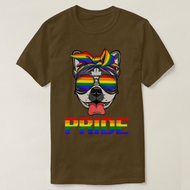 Fransk Bulldog Bandana HBT Pride Sunglass T Shirt (Design framsida)