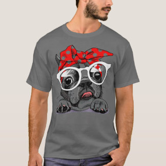 Fransk Bulldog Bandana Wearing Glass T Shirt