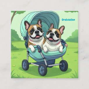 Fransk Bulldog Båtvagn Fyrkantigt Visitkort