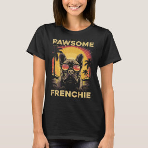 Fransk Bulldog Beach Sunset Pawsome Frenchie Hund T Shirt