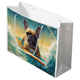 Fransk Bulldog Beach Surfing Painting