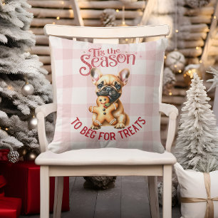 Fransk Bulldog Beging for Treats jul Kudde