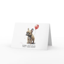 Fransk Bulldog Birthday Card - Frenchiekort