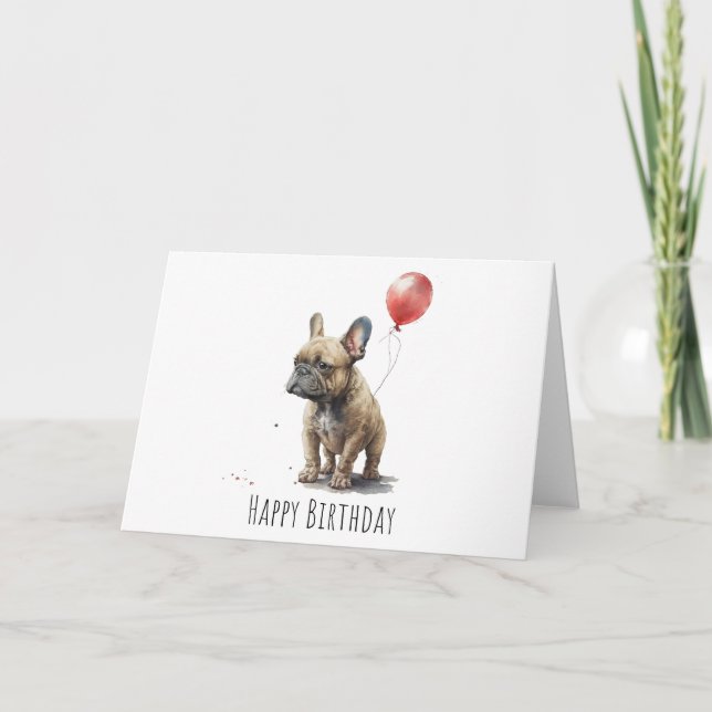 Fransk Bulldog Birthday Card - Frenchiekort Tack Kort (Framsida)