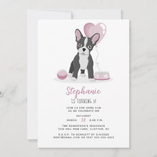 Fransk Bulldog Birthday Inbjudningar