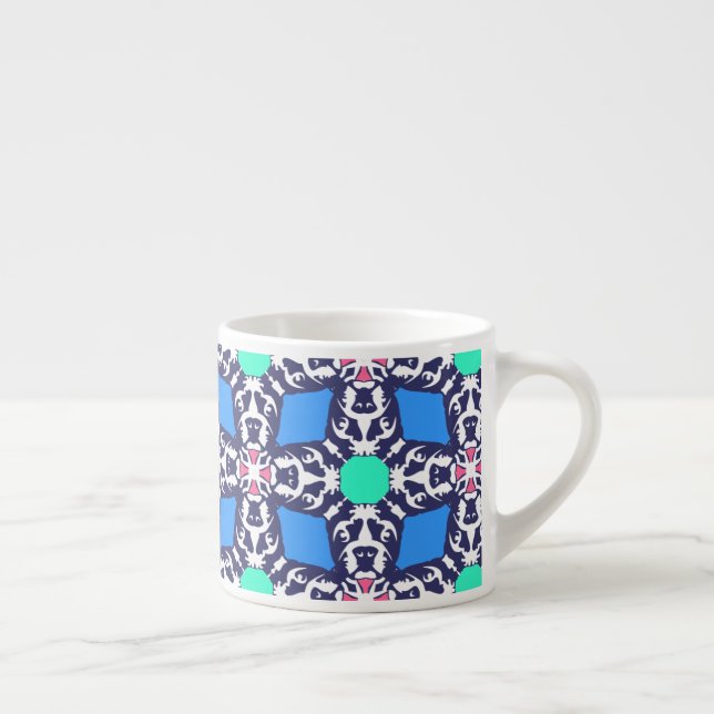 Fransk Bulldog Blå Grafisk Mönster  Espressomugg (Höger)