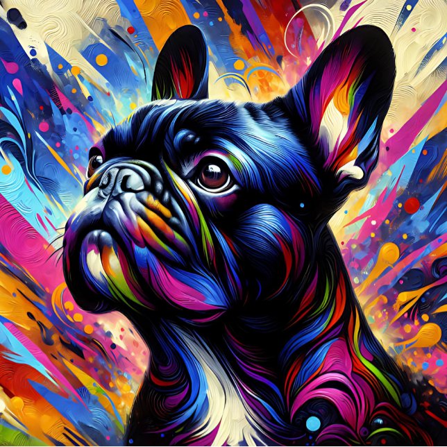 Fransk Bulldog Black Acrylic Print | Färgstark Pussel (Skapare uppladdad)