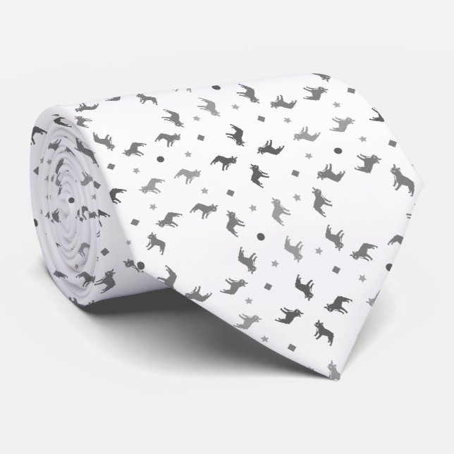 Fransk Bulldog Black and White Tie Slips (Rullad)