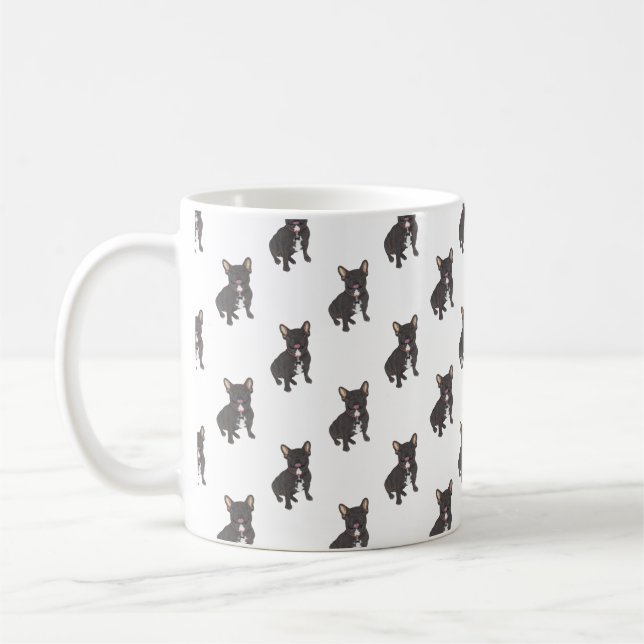 Fransk Bulldog (Black Brindle) Kaffemugg (Vänster)