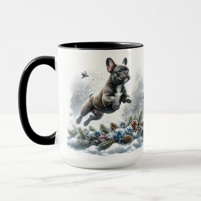 Fransk Bulldog Black, julkaffe Mugg Kopp (Vänster)