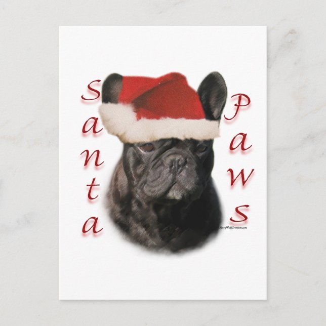 Fransk Bulldog (blk) Santa Tassar Helg Vykort (Framsida)