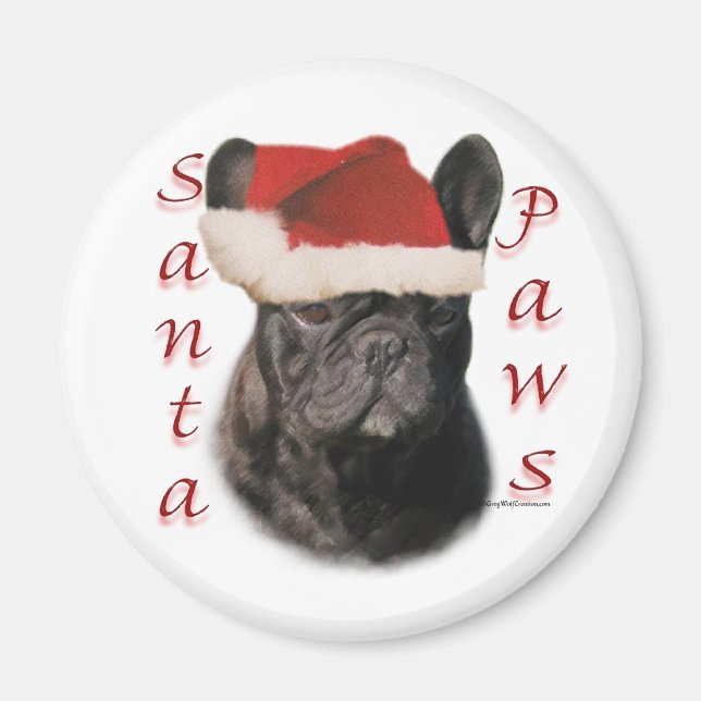 Fransk Bulldog (blk) Santa Tassar Magnet (Framsidan)