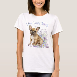 Fransk Bulldog-Blommigt T Shirt