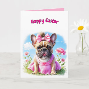 Fransk Bulldog Blommor Påsk Fransk Bulldog Kort