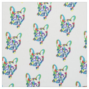 Fransk Bulldog blue grönt Tyg