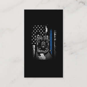 Fransk Bulldog Blue Line American Flagga Police Hu Visitkort