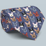 Fransk Bulldog Blue Neck Tie Slips<br><div class="desc">En roligt liten Fransk Bulldog eller Frenchie mönster mot blå bakgrund. Underbar för alla hundälskare,  husdjursresande,  hundvalkare och veterinärer. Originalkonst av Nic Squirrell.</div>