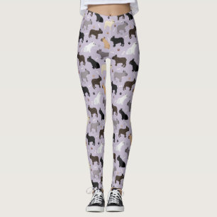 Fransk Bulldog Bones och Tass Lila Leggings