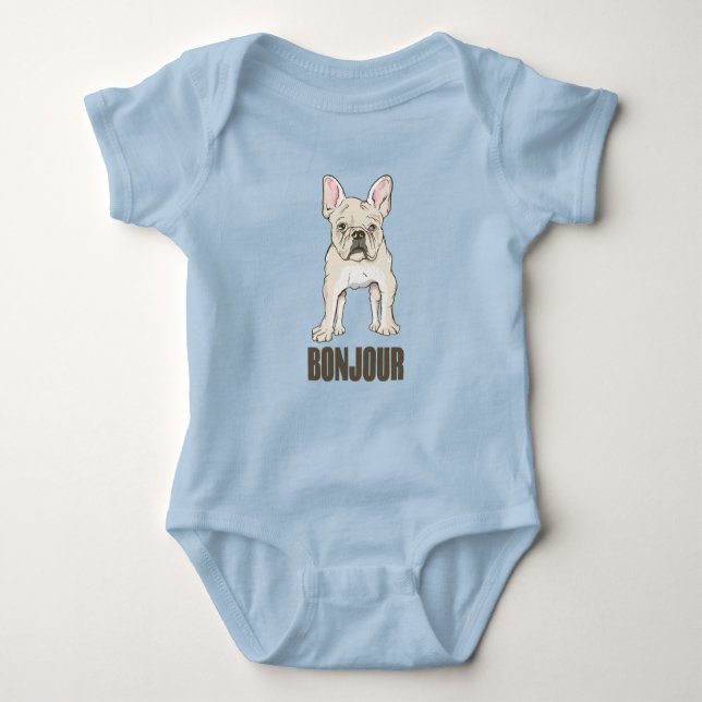 Fransk Bulldog Bonjour T Shirt (Framsida)