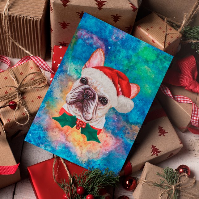 Fransk Bulldog Brett Hund jul Helg Vykort (Skapare uppladdad)