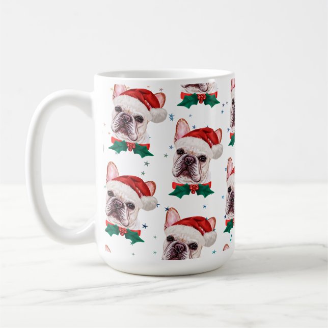 Fransk Bulldog Brev jul Hund Mönster Kaffemugg (Vänster)