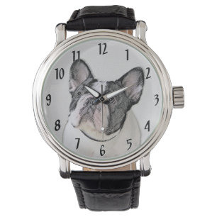 Fransk Bulldog (Brindle Pied) Målning - Hund Konst Armbandsur